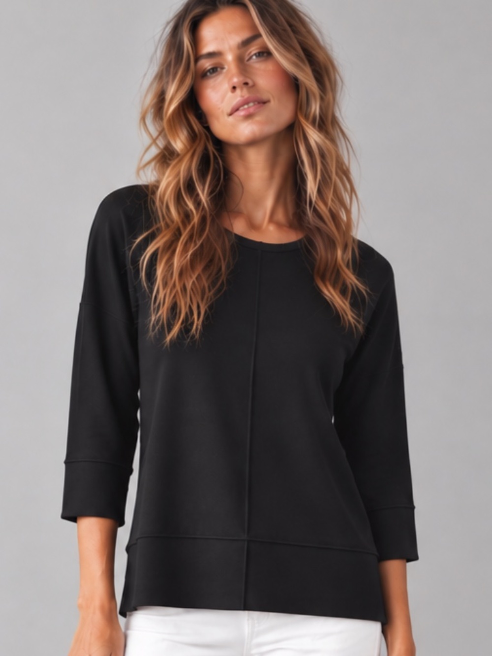 JONES NEW YORK Serenity Knit 3/4 Dolman Sleeve Seam Detail Tunic Top SP NWOT
